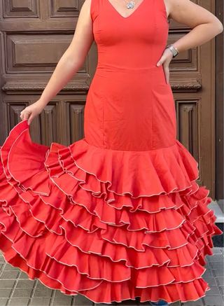 Traje de Flamenca Coral Talla 42-44