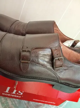 Zapatos de vestir hebilla hombre marrones talla 40