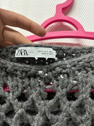 Cárdigan Zara Rejilla Talla Única Gris