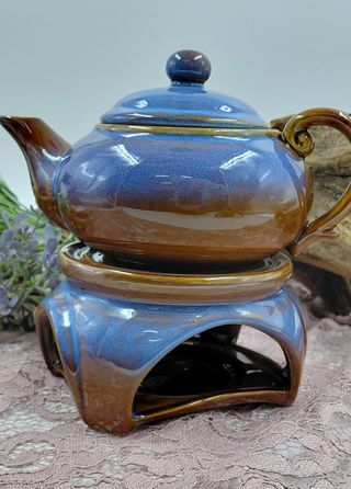 Teiera in Ceramica con Scaldavivande a Candela