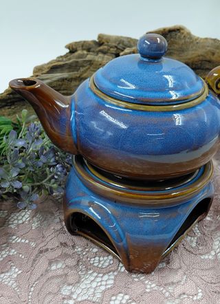 Teiera in Ceramica con Scaldavivande a Candela