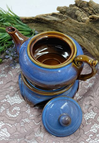 Teiera in Ceramica con Scaldavivande a Candela