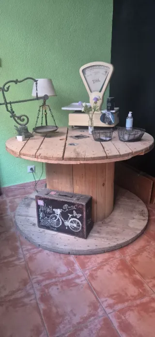 Mesa Bobina Madera Rústica