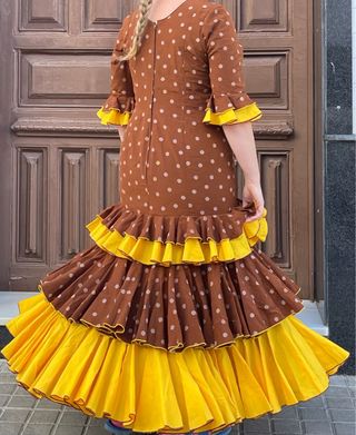 Traje de Flamenca Marrón Lunares T.44-48