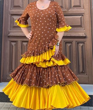 Traje de Flamenca Marrón Lunares T.44-48