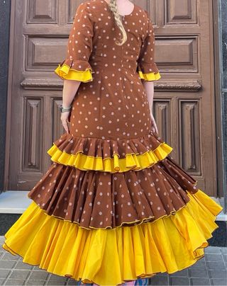 Traje de Flamenca Marrón Lunares T.44-48
