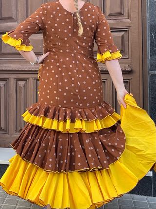 Traje de Flamenca Marrón Lunares T.44-48