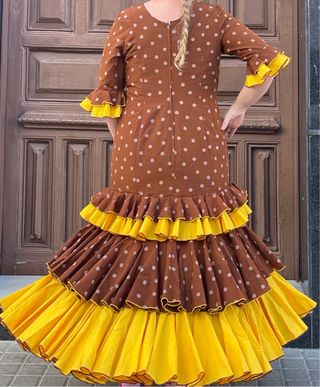 Traje de Flamenca Marrón Lunares T.44-48