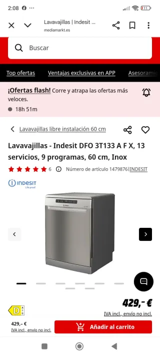Lavavajillas Indesit