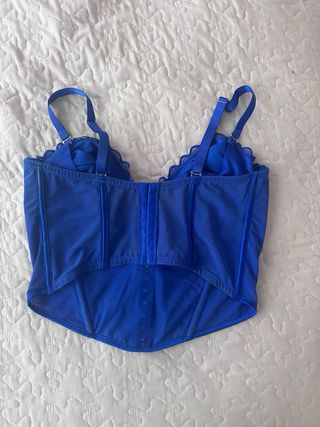 Top Corsé Encaje Azul Elástico