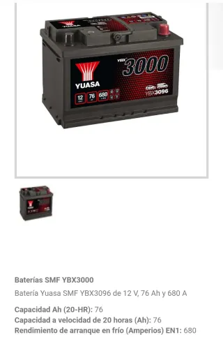 Batería Yuasa 76Ah 680A