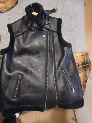 Chaleco Piel Vuelta Forever 21 Negro