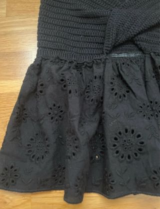 Top Zara Negro Punto y Encaje Talla Única