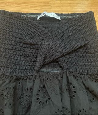 Top Zara Negro Punto y Encaje Talla Única