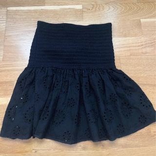 Top Zara Negro Punto y Encaje Talla Única