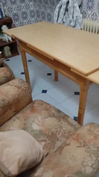 Mesa de cocina extensible de pino 106 cm más 60 c