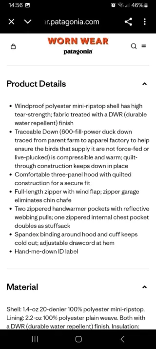 Patagonia Chaqueta Hi-loft Down T13-14anos (XL)