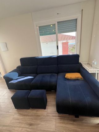 Sofá con Chaise Longue Azul