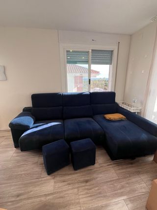 Sofá con Chaise Longue Azul