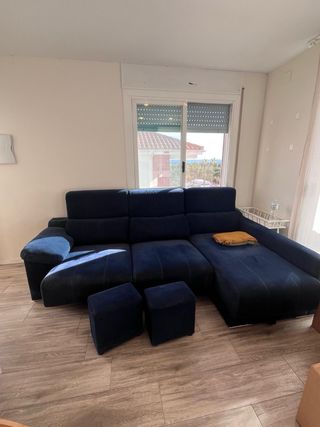 Sofá con Chaise Longue Azul