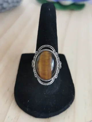 Anillo Ojo de Tigre Natural tamaño Ajustable