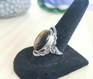 Anillo Ojo de Tigre Natural tamaño Ajustable