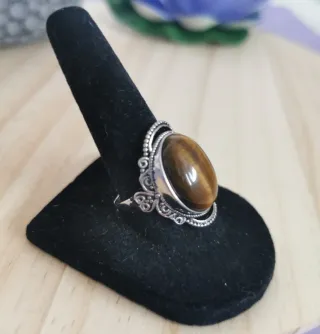 Anillo Ojo de Tigre Natural tamaño Ajustable