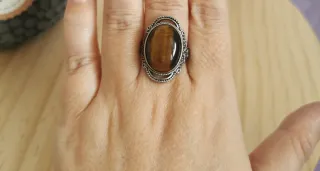 Anillo Ojo de Tigre Natural tamaño Ajustable