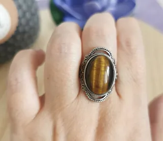 Anillo Ojo de Tigre Natural tamaño Ajustable
