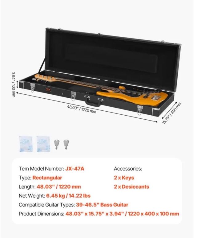Valigetta rigida VEVOR per basso 122x40x10 cm