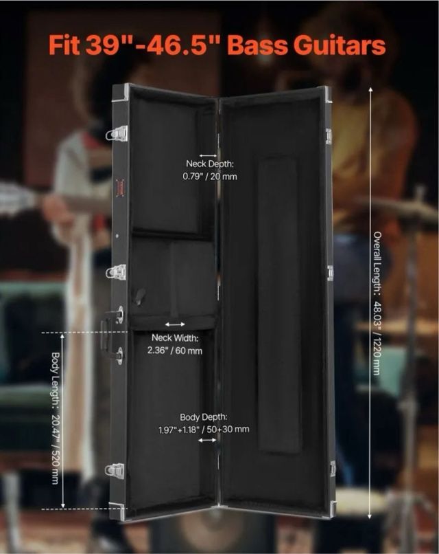 Valigetta rigida VEVOR per basso 122x40x10 cm