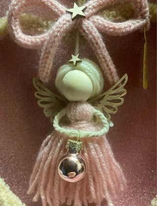 Angelo decorativo cuore rosa