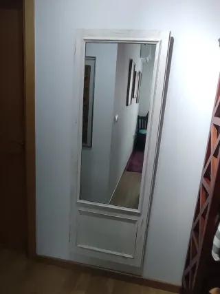 Espejo antiguo puerta armario madera