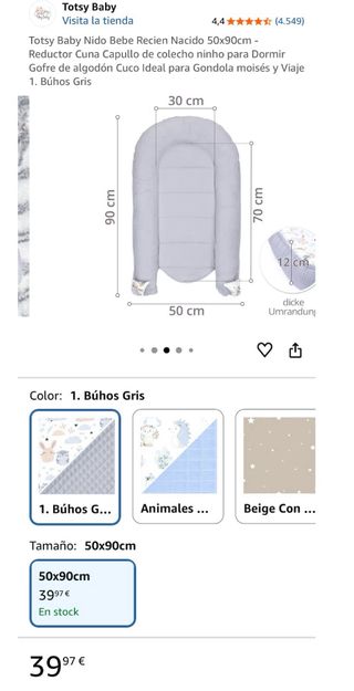 Nido Bebe Reductor Cuna 50x90cm