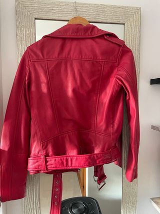 Chaqueta cuero Mango roja Talla XS