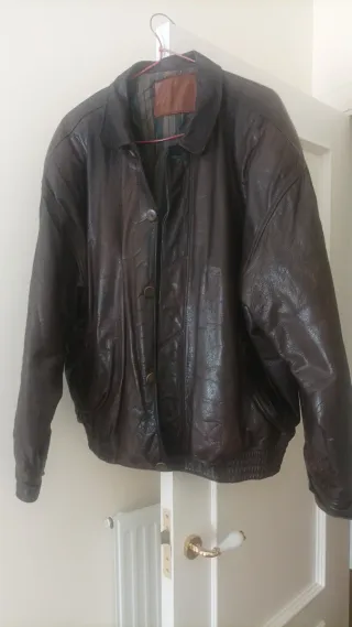 Cazadora Piel Hombre Vintage Marrón