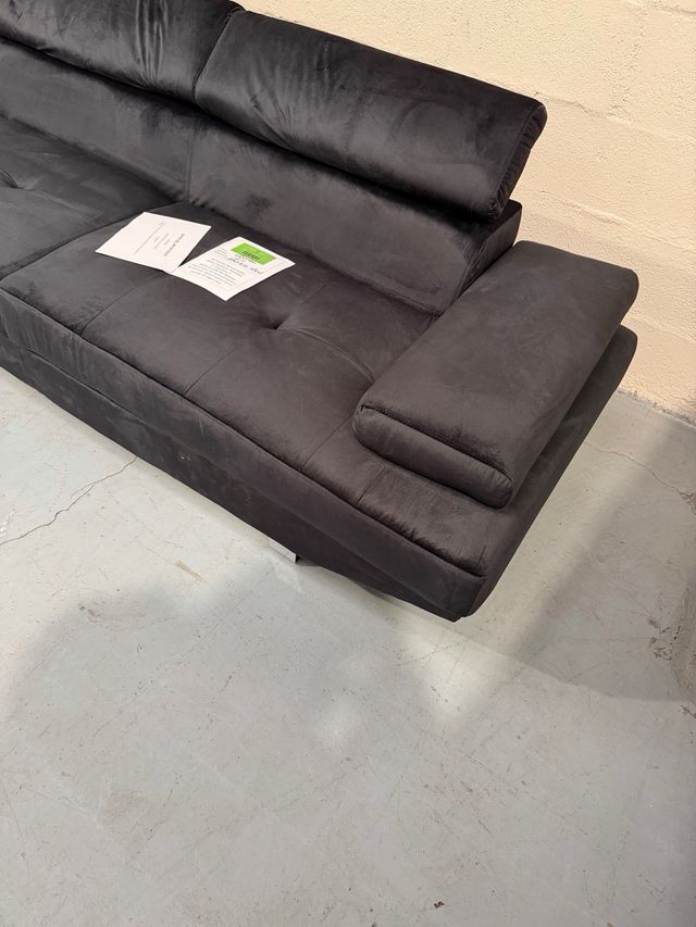 Sofá de rincón Daniela gris terciopelo