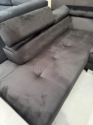 Sofá de rincón Daniela gris terciopelo
