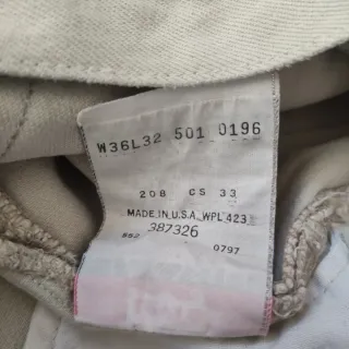 Jeans Levi's 501 white made in USA Vintage 90s