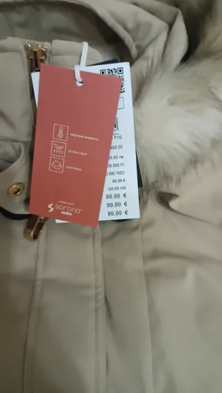 Parka mujer forrada peluche acolchada beige