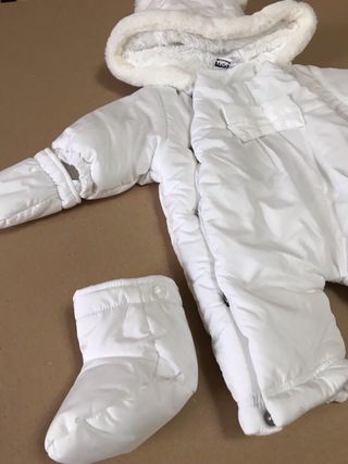 Tuta imbottita bimba bianca con cappuccio
