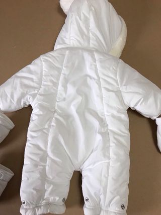 Tuta imbottita bimba bianca con cappuccio