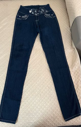 Pantalón Push Up Azul con Pedrería