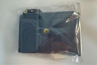 Cartera Monedero Azul con Cremallera y Botón