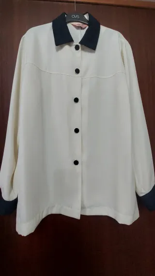 Camicia elegante OXD panna con colletto blu