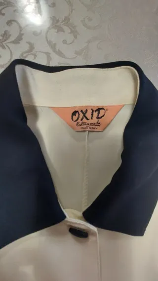 Camicia elegante OXD panna con colletto blu