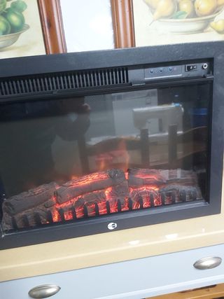 Chimenea Eléctrica Beige y Negra