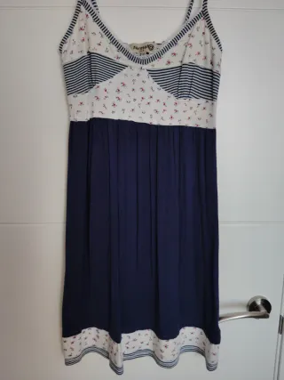 Vestido tirantes estampado floral y rayas