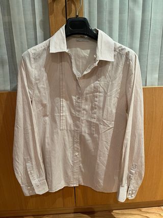 Camisa Massimo Dutti Mujer Rayas Beige/Blanco