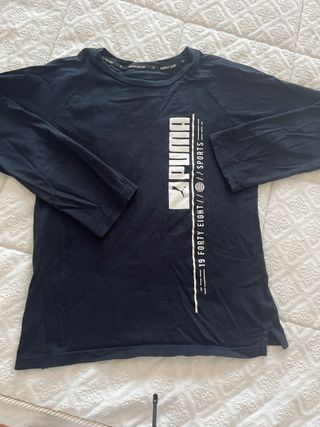 Camiseta Puma Manga Larga Negra talla L,niño,12
